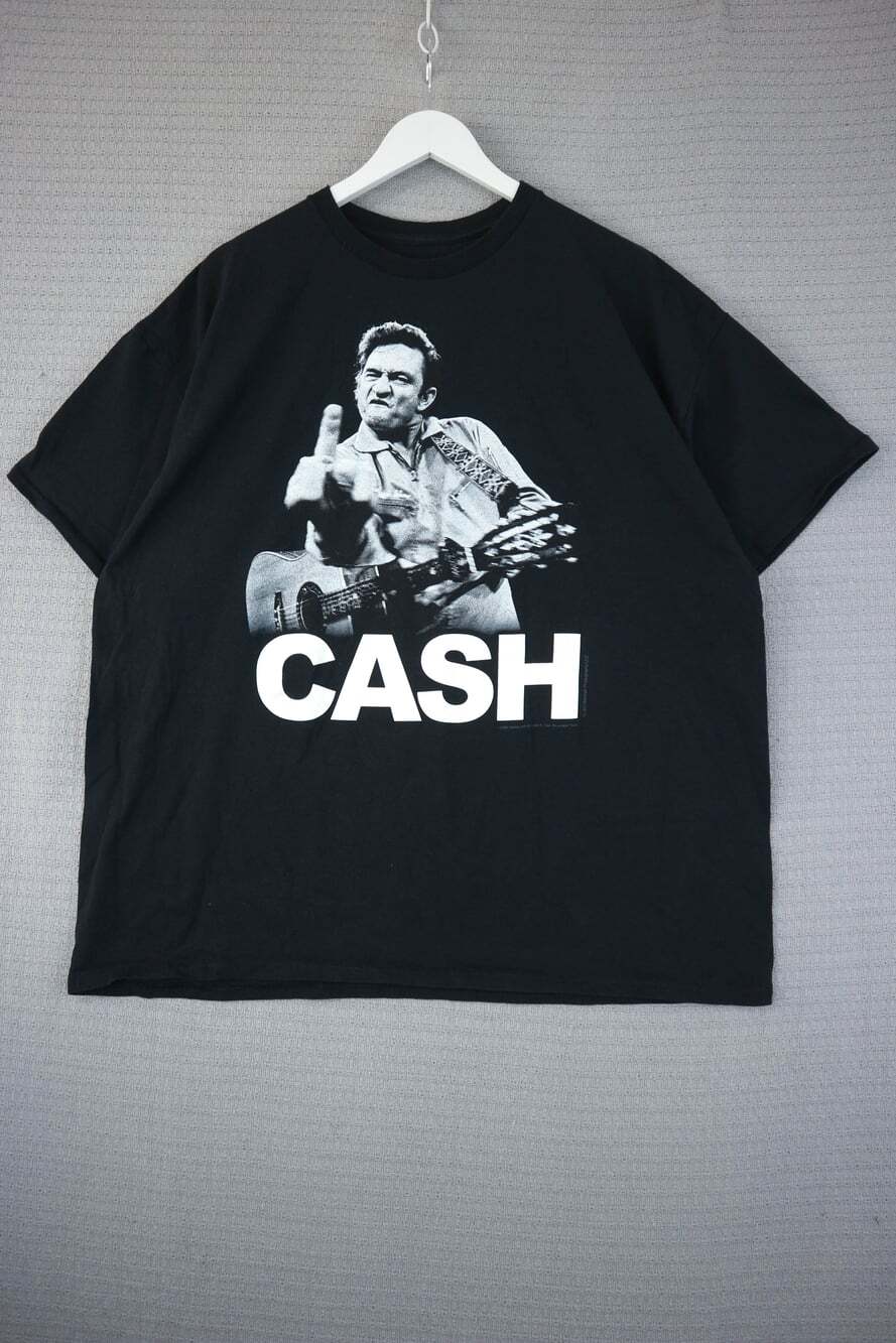 Johnny Cash Middle Finger Graphic T-Shirt Black Jim Marshall XXL
